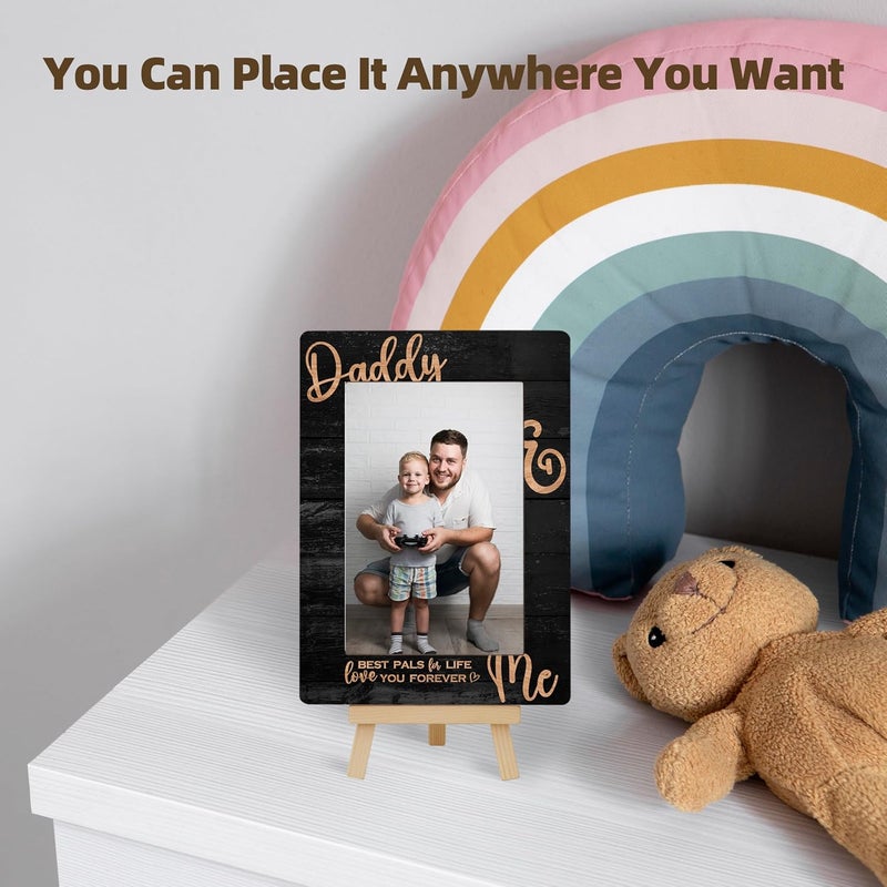 OXRUN Daddy & Me Picture Frame, Father's Day Gifts Wooden Photo Frame with Easel, Display Photo Insert, 4x6 Picture Frame for Tabletop Display - A14 - Image 4